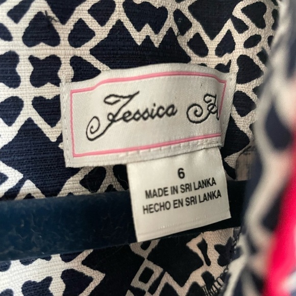 JH Jessica H Women’s Geometric Sleeveless Blue/White & Piny Dress size‎ 6 - Picture 2 of 4